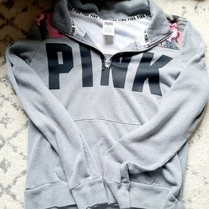 Quater Zip PINK pullover with floral detail